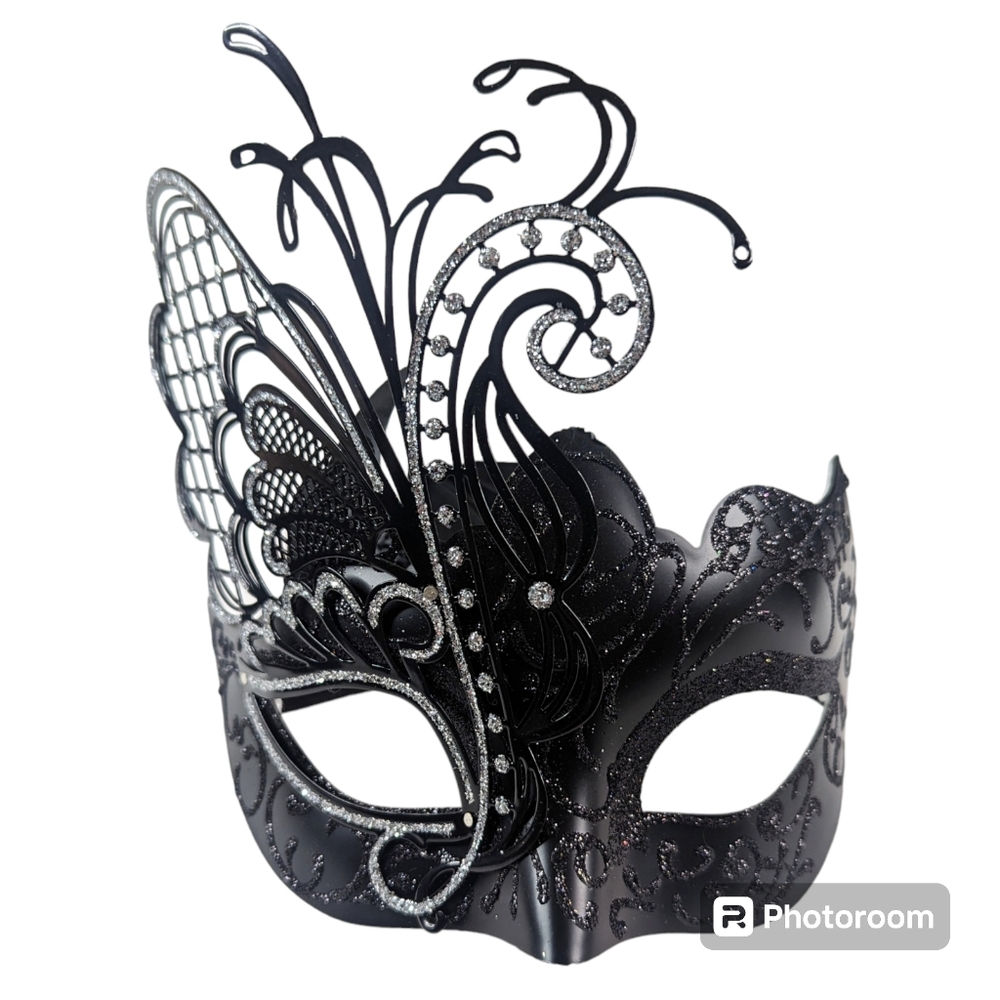 Butterfly Masquerade Soirée Mask – Elegant Costume Party Accessory Black